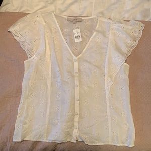 White Eyelet Blouse - NWT